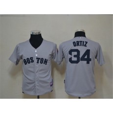 MLB Boston Red Sox 34 David Ortiz Grey Cool Base Youth Jersey