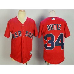 MLB Boston Red Sox 34 David Ortiz Name Red Stitched Majestic Cool Base Youth Jersey
