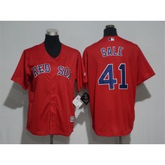 MLB Boston Red Sox 41 Chris Sale Name Red Stitched Majestic Cool Base Youth Jersey
