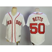 MLB Boston Red Sox 50 Mookie Betts Name White Stitched Majestic Cool Base Youth Jersey