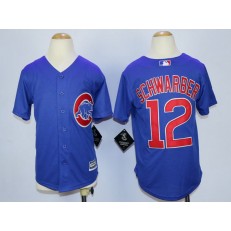 MLB Chicago Cubs 12 Kyle Schwarber Alternate Blue 2015 Cool Base Youth Jersey