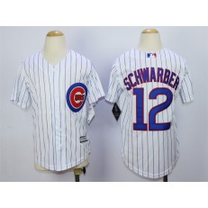 MLB Chicago Cubs 12 Kyle Schwarber Home White 2015 Cool Base Youth Jersey