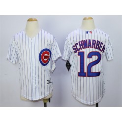 MLB Chicago Cubs 12 Kyle Schwarber Home White 2015 Cool Base Youth Jersey