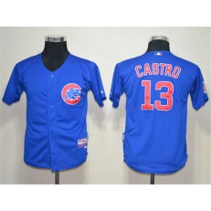 MLB Chicago Cubs 13 Starlin Castro Blue Cool Base Youth Jersey