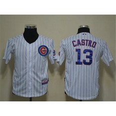MLB Chicago Cubs 13 Starlin Castro White Cool Base Youth Jersey