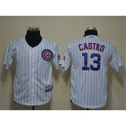 MLB Chicago Cubs 13 Starlin Castro White Cool Base Youth Jersey