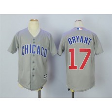 MLB Chicago Cubs 17 Kris Bryant Grey Cool Base Youth Jersey