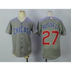 MLB Chicago Cubs 27 Addison Russell Grey Cool Base Youth Jersey