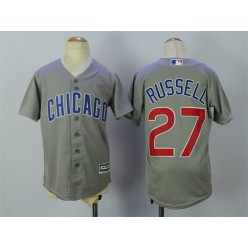 MLB Chicago Cubs 27 Addison Russell Grey Cool Base Youth Jersey