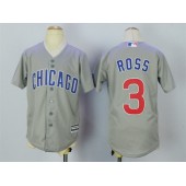 MLB Chicago Cubs 3 David Ross Grey Cool Base Youth Jersey