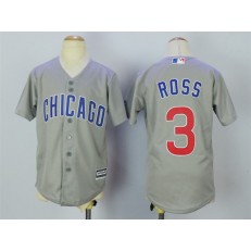 MLB Chicago Cubs 3 David Ross Grey Cool Base Youth Jersey