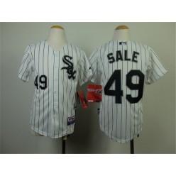 MLB Chicago White Sox 49 Chris Sale White With Black Pinstripe Youth Jersey