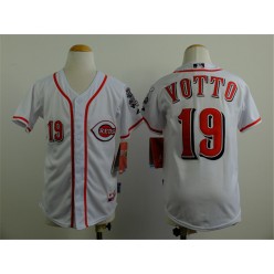 MLB Cincinnati Reds 19 Joey Votto White Youth Jersey