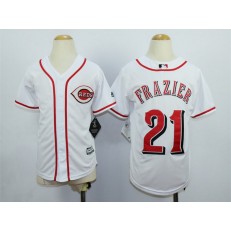 MLB Cincinnati Reds 21 Todd Frazier Home White 2015 Cool Base Youth Jersey