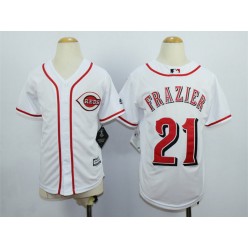 MLB Cincinnati Reds 21 Todd Frazier Home White 2015 Cool Base Youth Jersey