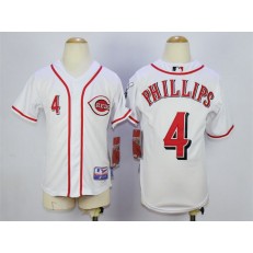 MLB Cincinnati Reds 4 Brandon Phillips White Youth Jersey