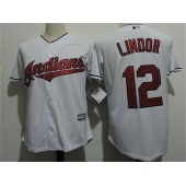 MLB Cleveland Indians 12 Francisco Lindor White Home Stitched Majestic Cool Base Youth Jersey
