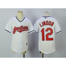 MLB Cleveland Indians 12 Francisco Lindor White Home StitchedYouth Jersey