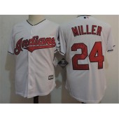 MLB Cleveland Indians 24 Andrew Miller White Home Stitched Majestic Cool Base Youth Jersey