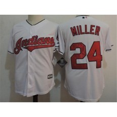 MLB Cleveland Indians 24 Andrew Miller White Home Stitched Majestic Cool Base Youth Jersey