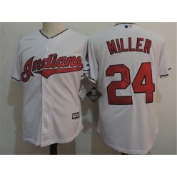 MLB Cleveland Indians 24 Andrew Miller White Home Stitched Majestic Cool Base Youth Jersey