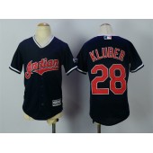 MLB Cleveland Indians 28 Corey Kluber Navy Blue Alternate Stitched Youth Jersey