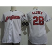 MLB Cleveland Indians 28 Corey Kluber White Home Stitched Majestic Cool Base Youth Jersey