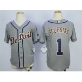 MLB Detroit Tigers 1 Jose Iglesias Grey Cool Base Youth Jersey