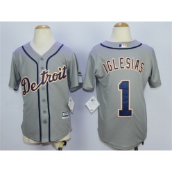 MLB Detroit Tigers 1 Jose Iglesias Grey Cool Base Youth Jersey