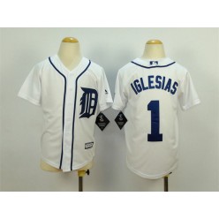 MLB Detroit Tigers 1 Jose Iglesias White 2015 Cool Base Stitched Youth Jersey