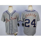 MLB Detroit Tigers 24 Miguel Cabrera Grey Cool Base Youth Jersey