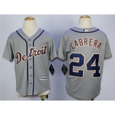 MLB Detroit Tigers 24 Miguel Cabrera Grey Cool Base Youth Jersey