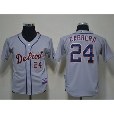 MLB Detroit Tigers 24 Miguel Cabrera Grey Youth Jersey