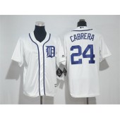 MLB Detroit Tigers 24 Miguel Cabrera White Cool Base Stitched Youth Jersey