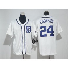 MLB Detroit Tigers 24 Miguel Cabrera White Cool Base Stitched Youth Jersey