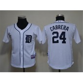 MLB Detroit Tigers 24 Miguel Cabrera White Cool Base Youth Jersey