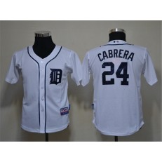 MLB Detroit Tigers 24 Miguel Cabrera White Cool Base Youth Jersey