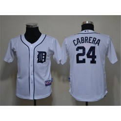 MLB Detroit Tigers 24 Miguel Cabrera White Cool Base Youth Jersey