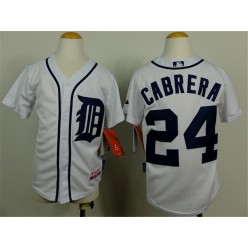 MLB Detroit Tigers 24 Miguel Cabrera White Youth Jersey