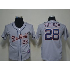 MLB Detroit Tigers 28 Prince Fielder Grey Cool Base Youth Jersey