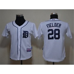 MLB Detroit Tigers 28 Prince Fielder White Cool Base Youth Jersey
