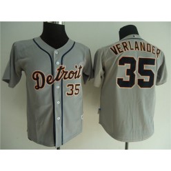 MLB Detroit Tigers 35 Justin Verlander Grey Cool Base Youth Jersey