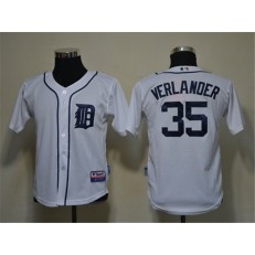 MLB Detroit Tigers 35 Justin Verlander White Cool Base Youth Jersey
