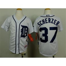 MLB Detroit Tigers 37 Max Scherzer White Youth Jersey