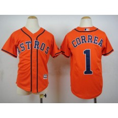 MLB Houston Astros 1 Carlos Correa Alternate Orange 2015 Cool Base Youth Jersey