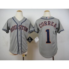 MLB Houston Astros 1 Carlos Correa Grey 2015 Cool Base Youth Jersey
