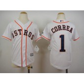MLB Houston Astros 1 Carlos Correa Home White 2015 Cool Base Youth Jersey