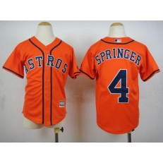 MLB Houston Astros 4 George Springer Alternate Orange 2015 Cool Base Youth Jersey