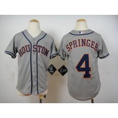 MLB Houston Astros 4 George Springer Grey 2015 Cool Base Youth Jersey