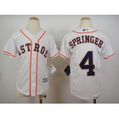 MLB Houston Astros 4 George Springer Home White 2015 Cool Base Youth Jersey